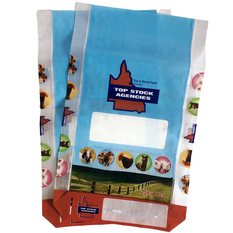 chicken 50 pound feed bags 15kg side gusset pp woven block bottom gusset animal dog feed bags pouch