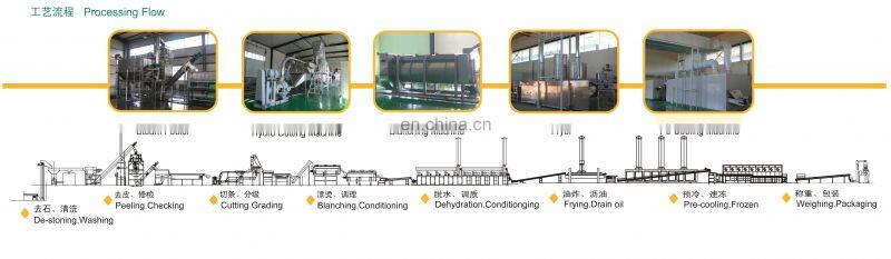 Shanghai Factory High profitable potato steam peeling hydro cutting cutter freezing machine frozen french fries production line