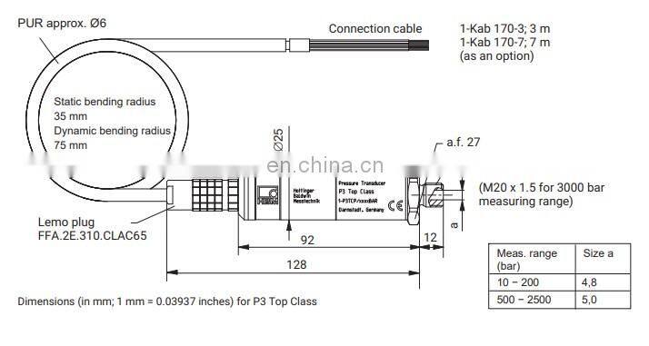 Original P3TCP/500bar pressure transducer made in Germany