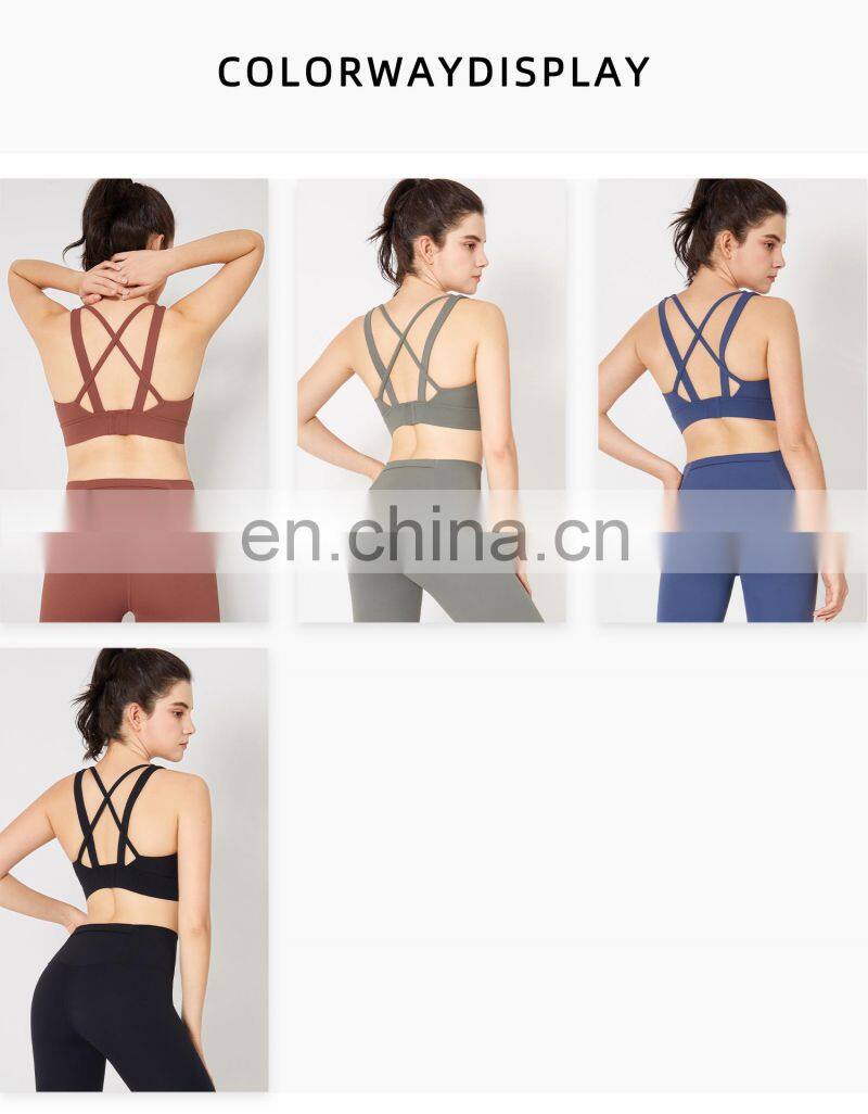 2022 Women Back Buckle Adjustable Sports Wholesale Bra Plus Size Sexy Gym Yoga Top