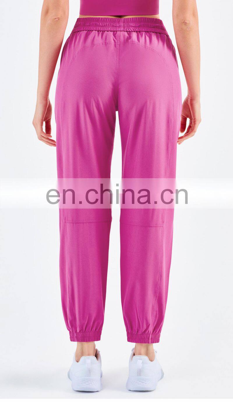 UV Protection Outdoor Sweatpants Drawstring Gym Jogger Woman Yoga Pants With Pocket