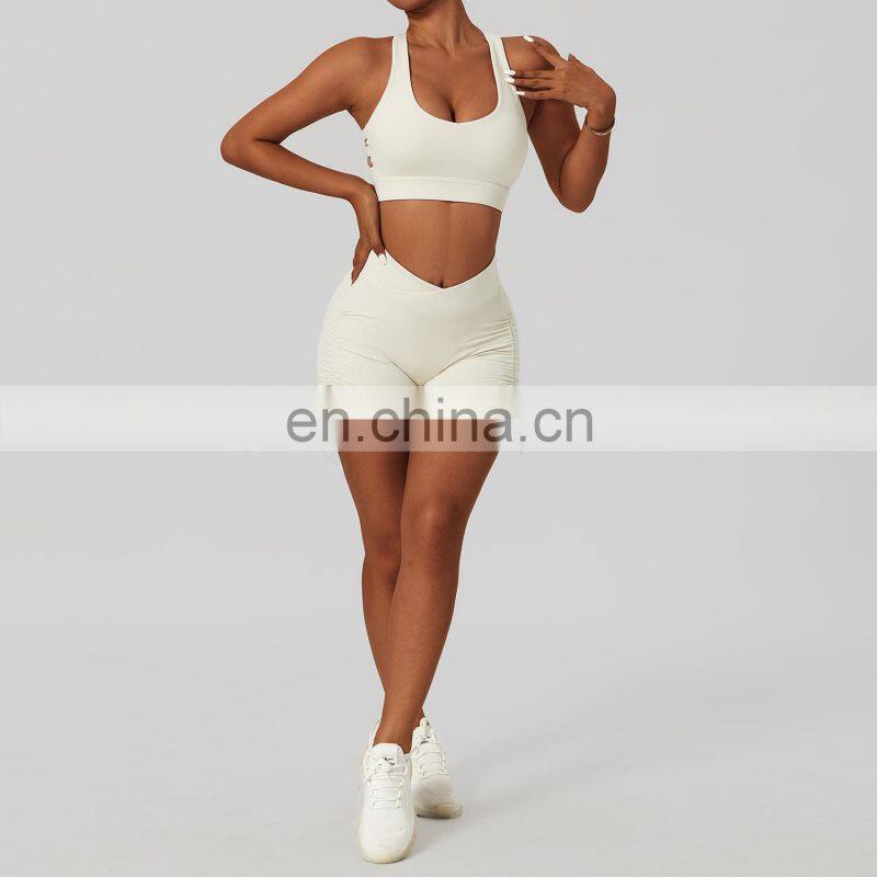 5 Pcs Hot Sale Gym Suit High Waist Fitness Sets Custom Logo Sports Bras