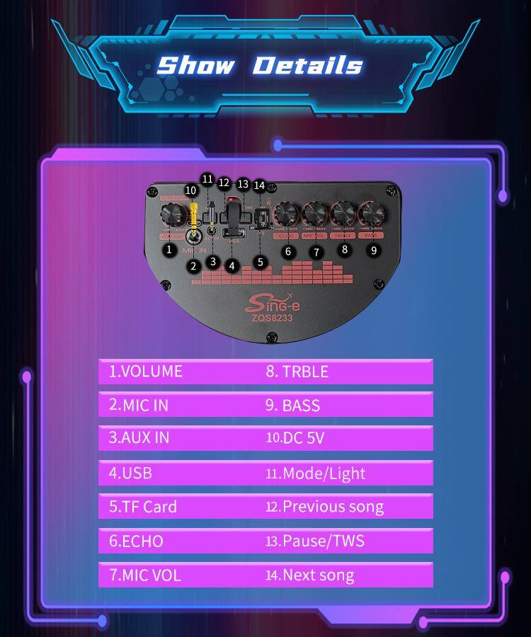 ZQS8233 sell well subwoofer 40W power dual 8 inch speaker wireless party speaker with colorful lights