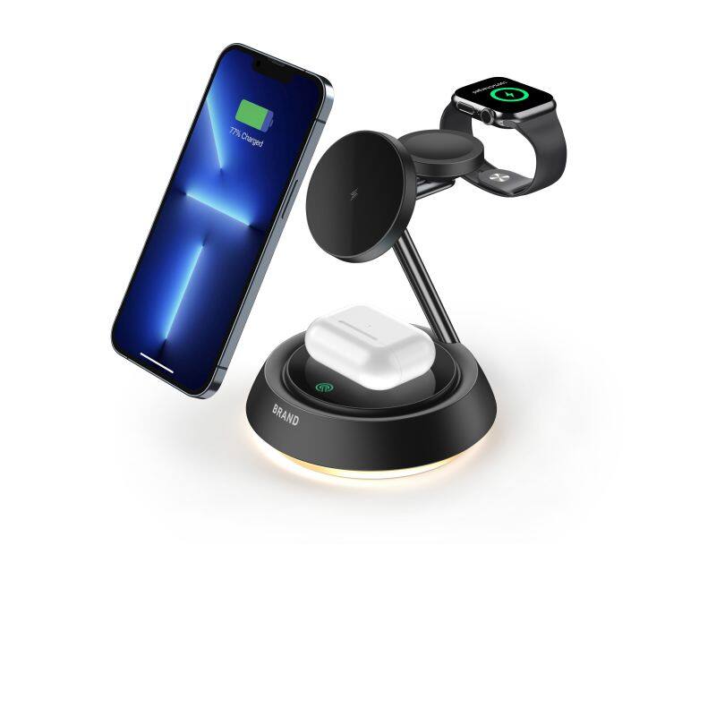 3-in-1 Multifunctional Magnetic Wireless Charger with LED Lamp Holder Integrated Multi-Feature Solution