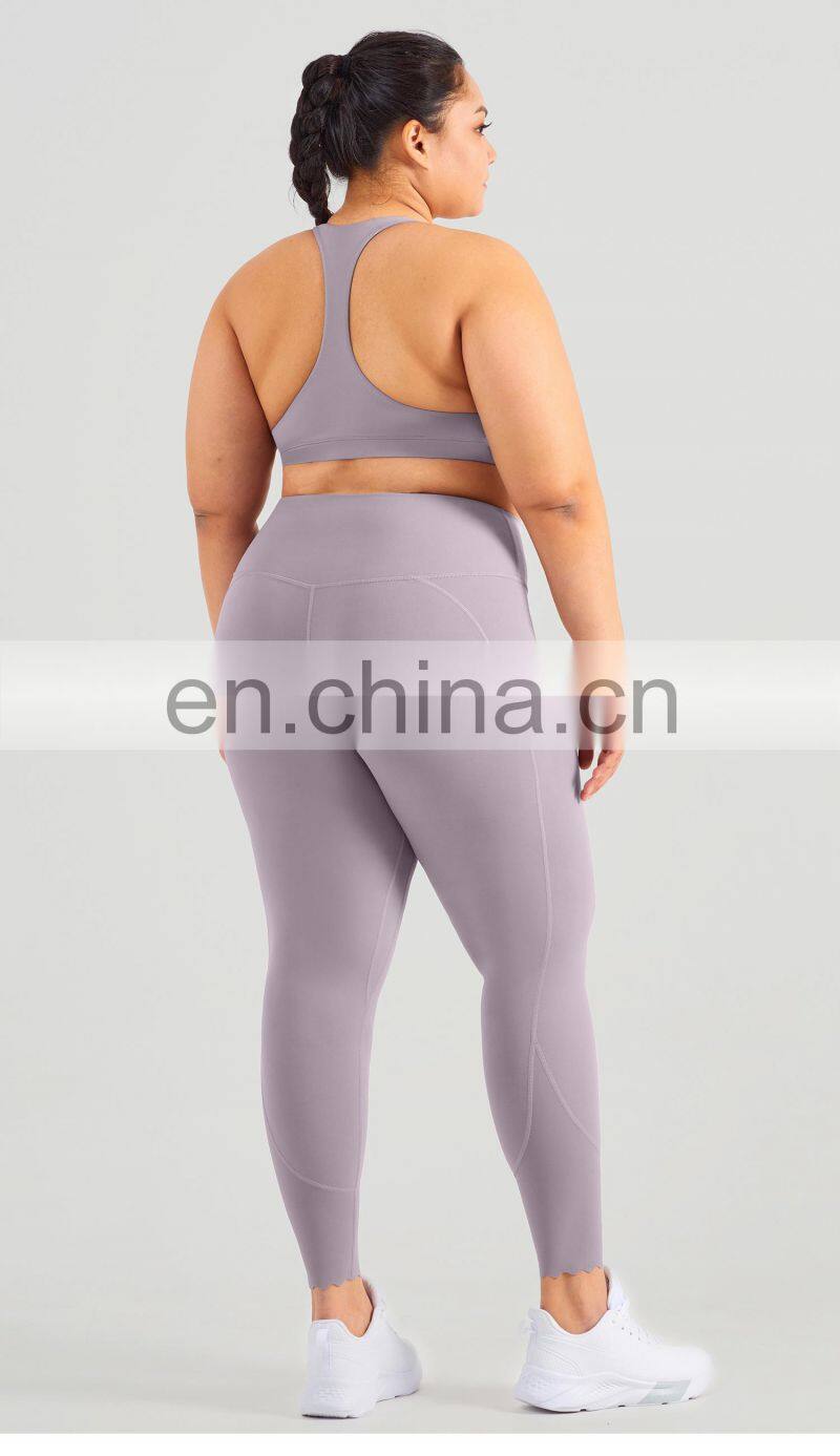 Custom Women High Impact Sports Bras With Racer Back Plus Size Workout V Neck Gym Top