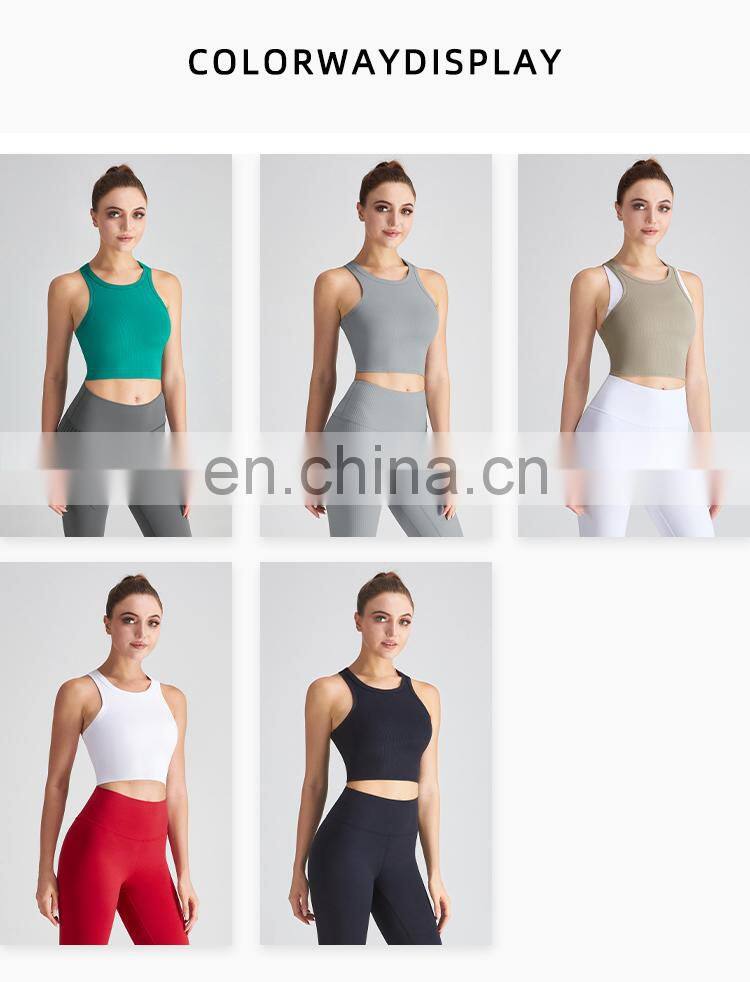 Embossing Print Sports Bra Top Sexy Y Back Women Sports Vest Running Shockproof Yoga Vest