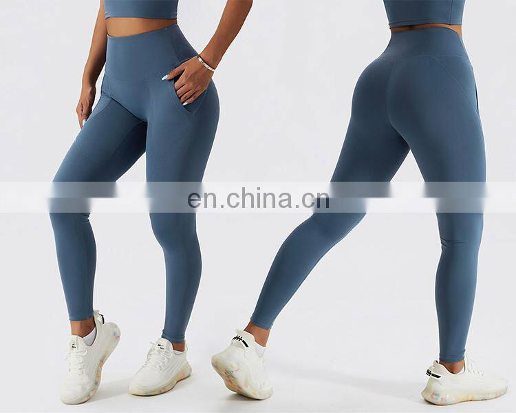 Winter Warm Fleece Yoga Fitness Leggings With Pockets Tiktok Curved Stitching Sports Pants