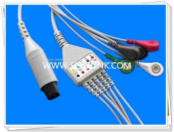 5 leads snap aha ecg cable