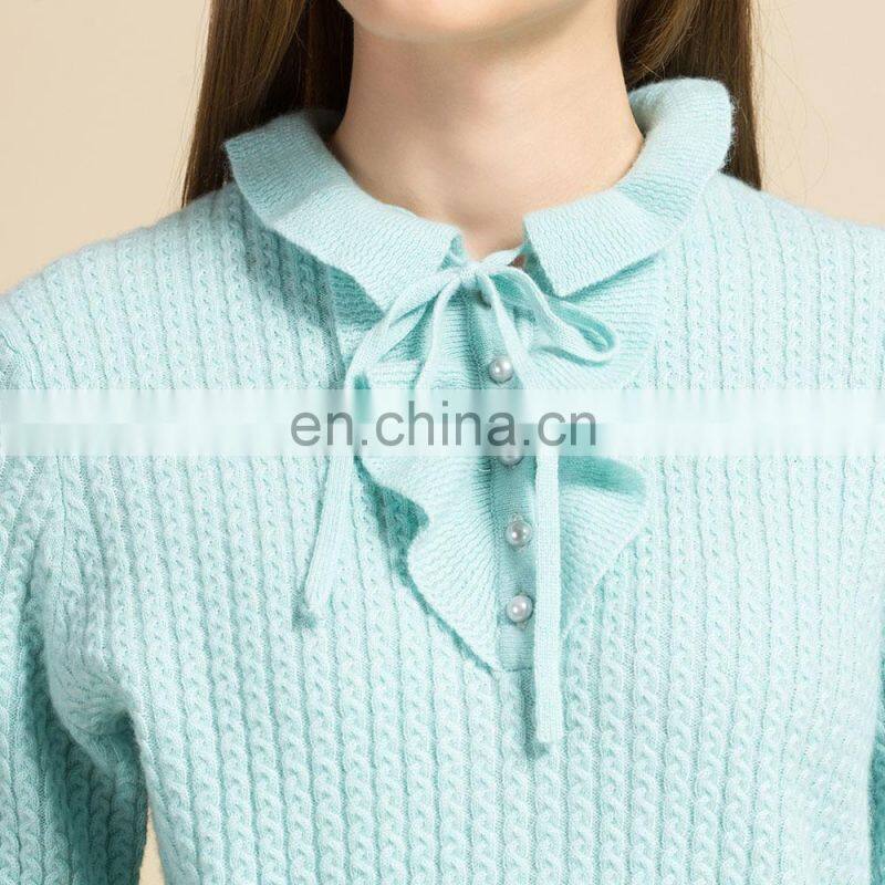 Wholesale Women's Keep Warm Pullover Pink Ladies Cable Cashmere Sweater