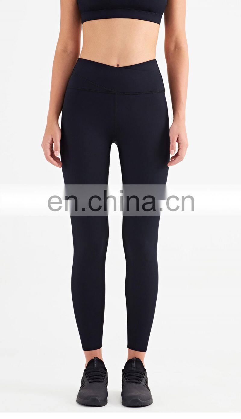 Crossover Waist Leggings Woman Scrunch Butt High Rise Fitness Yoga Pants Leggings Pitaya