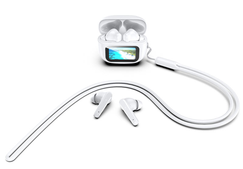 UI TWS Bluetooth V5.3 Earbuds with LED Display Screen Keychain Wireless Lanyard Anti-Rope Earphones headset