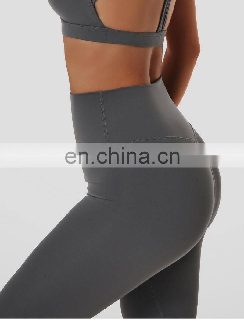Custom High Waist Yoga Fitness Pants Sexy Peach Hip Sports V Shaped Leggings