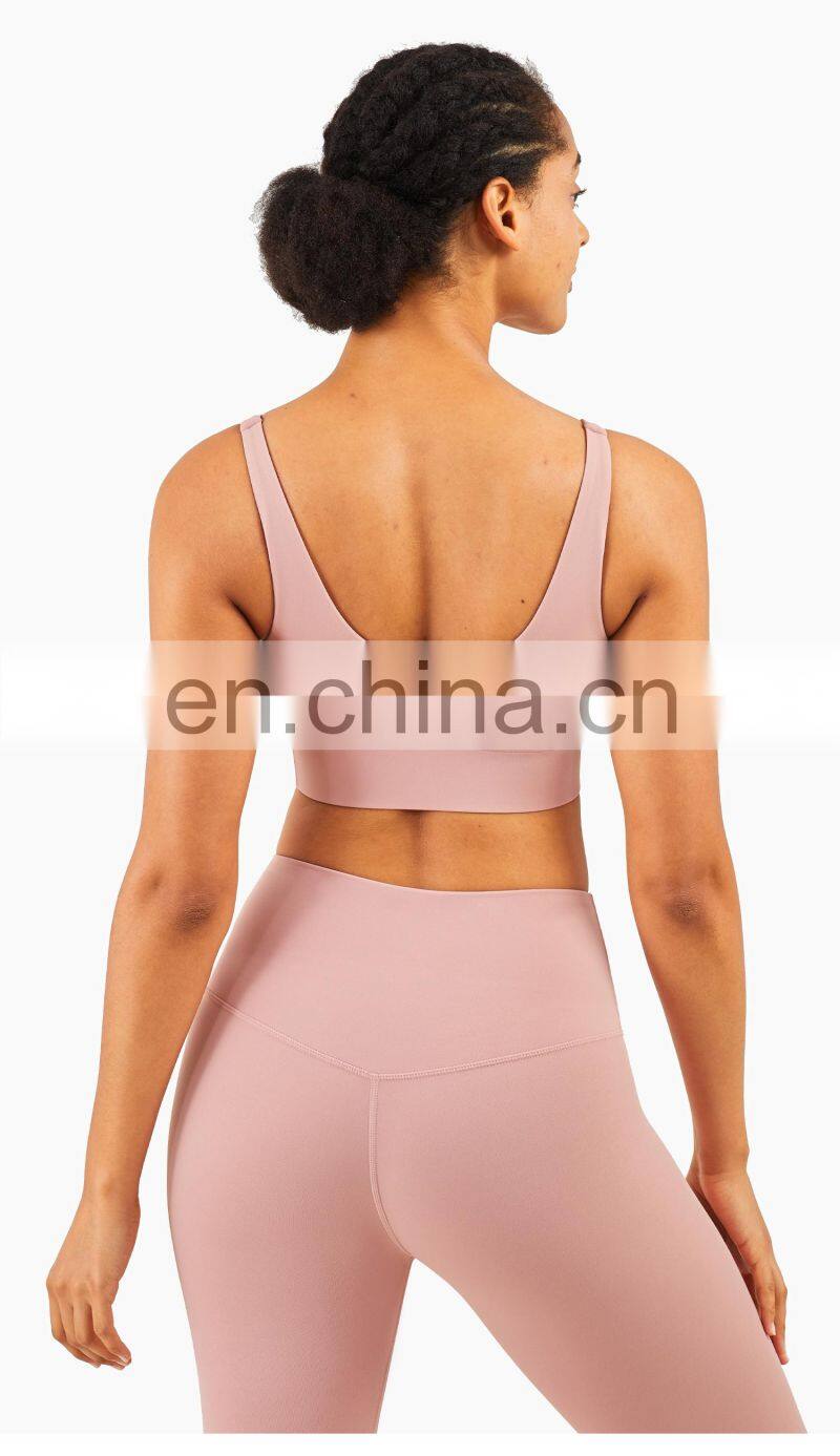 LOLOLULU Private Label Women Gym Yoga Bra V Neck Tank Top Fitness Athletic Clothes