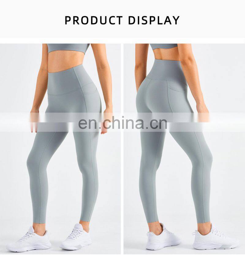 High Waist Yoga Leggings Without T Line Factory Sales Gym Sports Side Pockets Pants