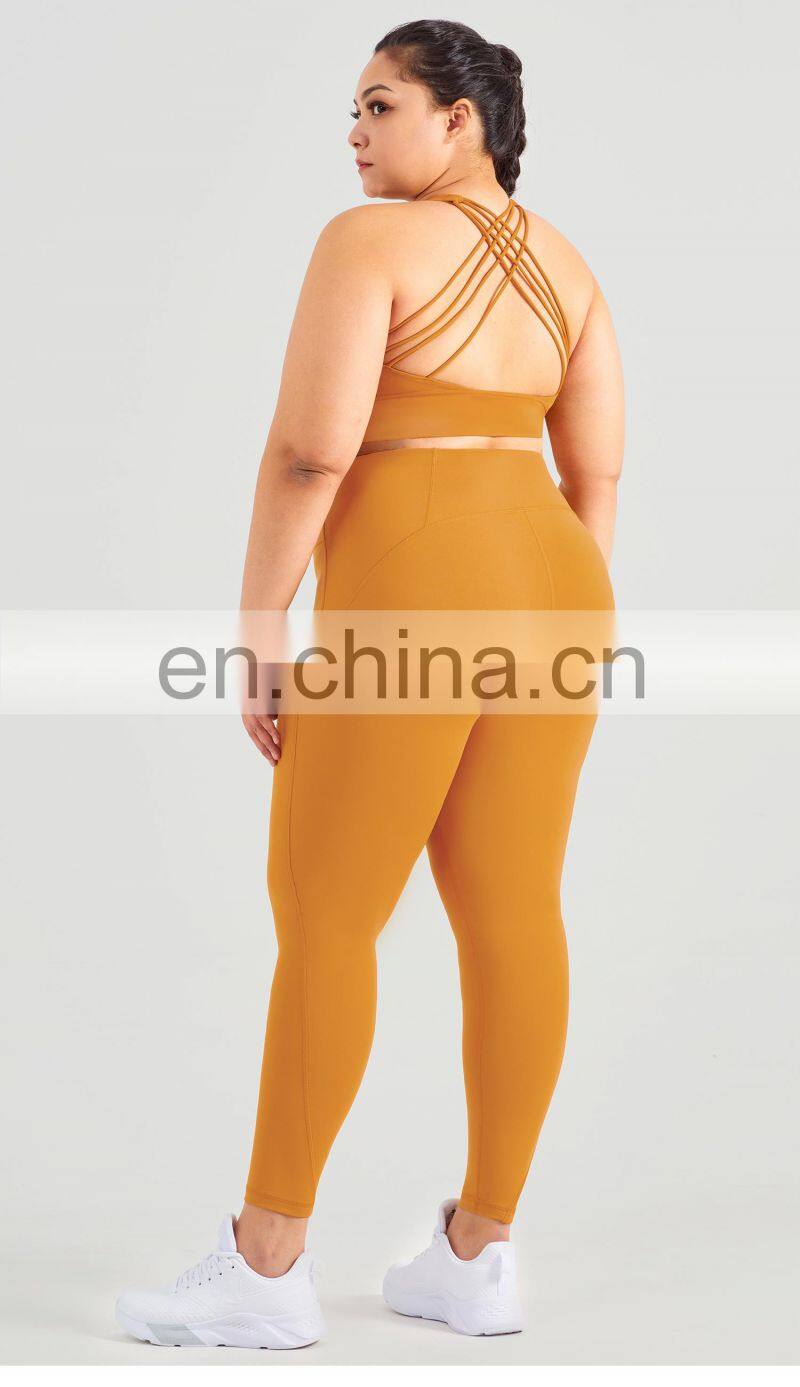 2022 High Impact Shockproof Cross Back Sports Bra Plus Size Women Gym Fitness Yoga Top