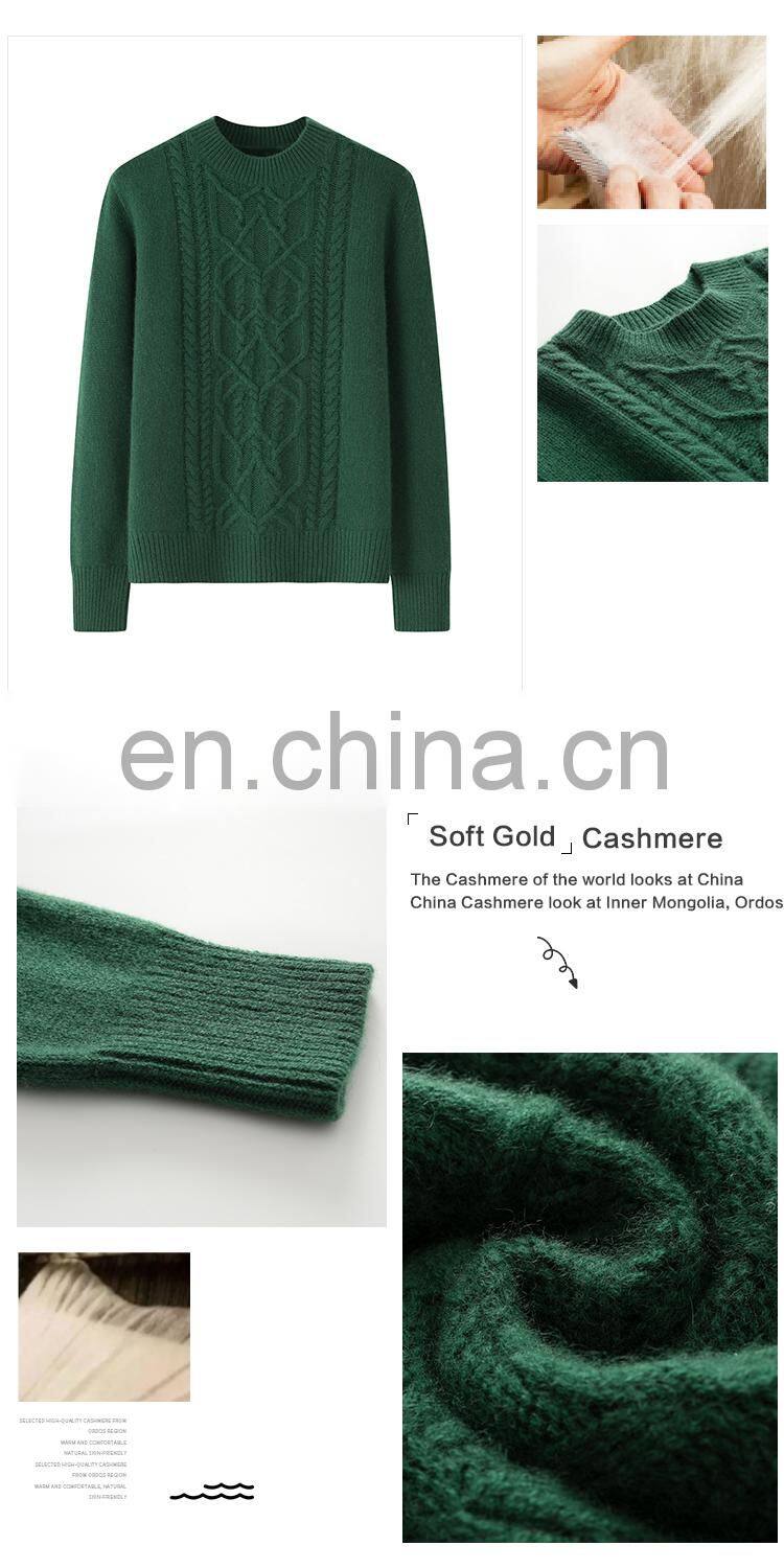 New Design 100% Pure Cashmere Pullover Round-Neck Solid Color Sweater Plus Size Casual Winter Wear with Front Logo