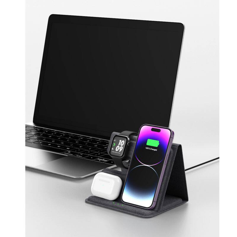 Wireless Fast Charging Magnetic Portable Foldable Phone and Earbuds Charger for iPhone 13 14 15 and iWatch