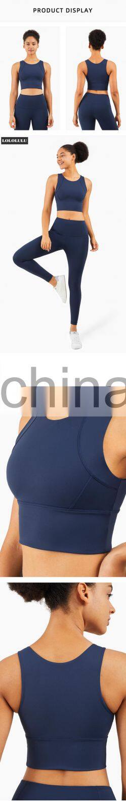 Fashion Custom Sports Bra With High Neck Running Shockproof Yoga Bra Fitness Tank Top Women