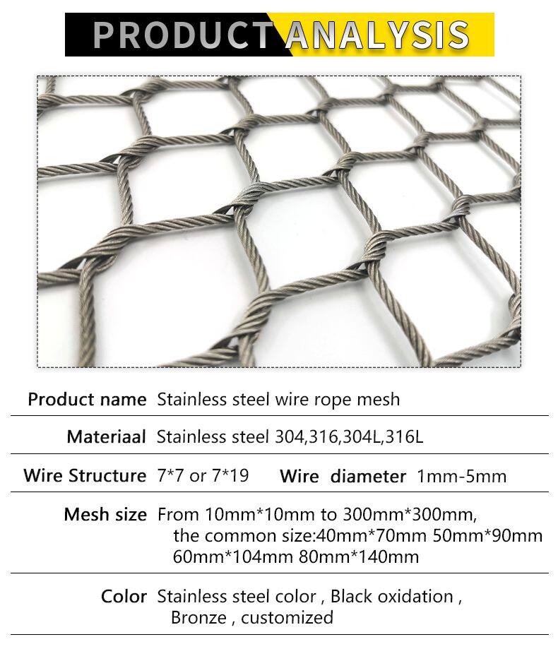 Zoo-specific Ecological Mesh/Tiger Enclosure Mesh/hand-woven Stainless Steel Rope Mesh