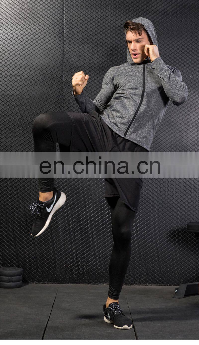 Fitness Running Training Men's Jacket Long Sleeve Zip Casual Hoodie Quick Dry Sport Jacket