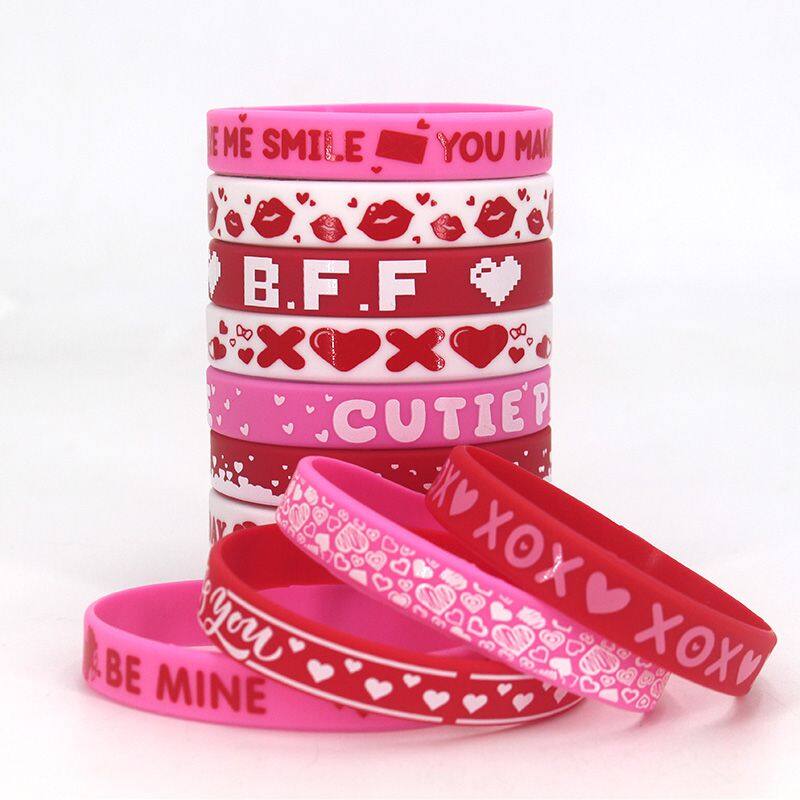 Custom Valentine's Day Silicone Bracelet Adult Men and Women Couple Accessories Rubber Wristband