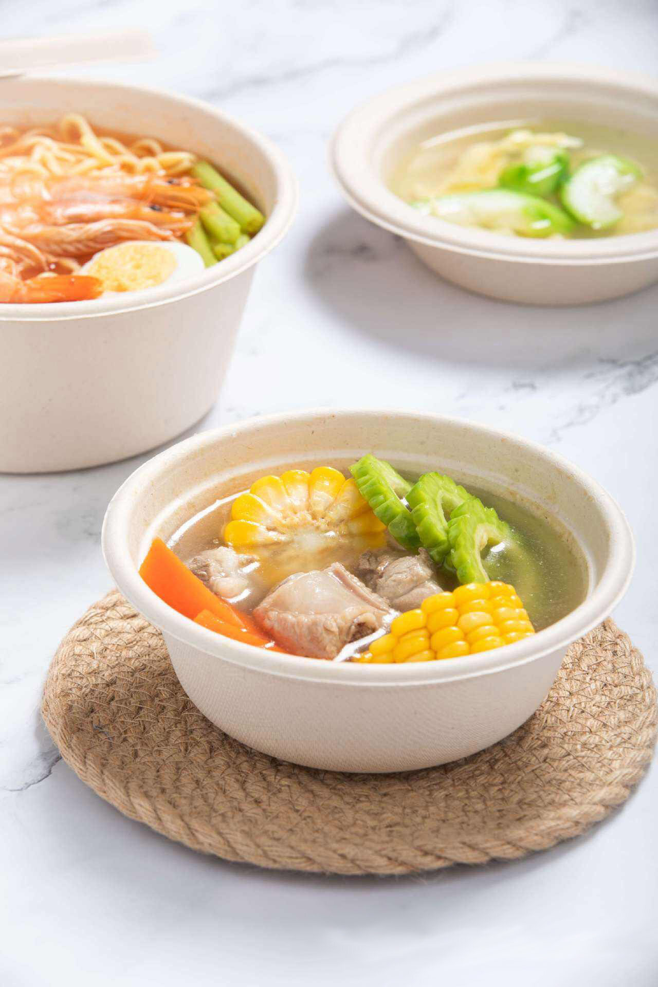 Sugarcane pulp degradable disposable fast food box,