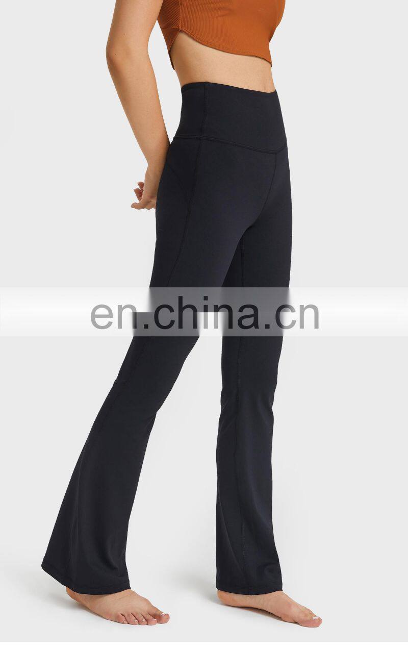 Custom High Waist Flare Running Fitness Pants Scrunch Butt Yoga Breathable Leggings