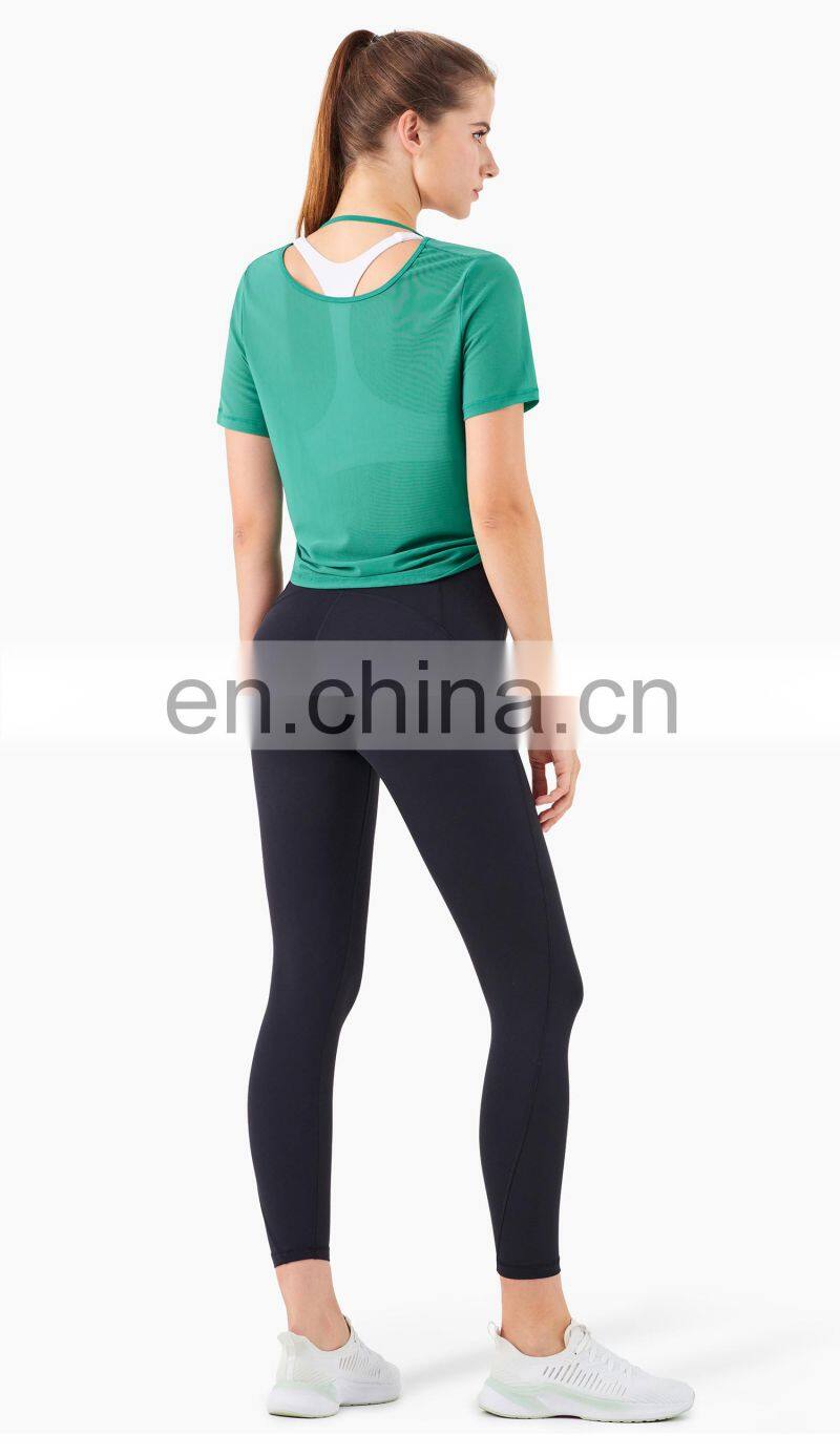 3 Pcs Recyle Women Yoga Set Beauty Back T Shirt Skin Friendly Sports Leggings Suit