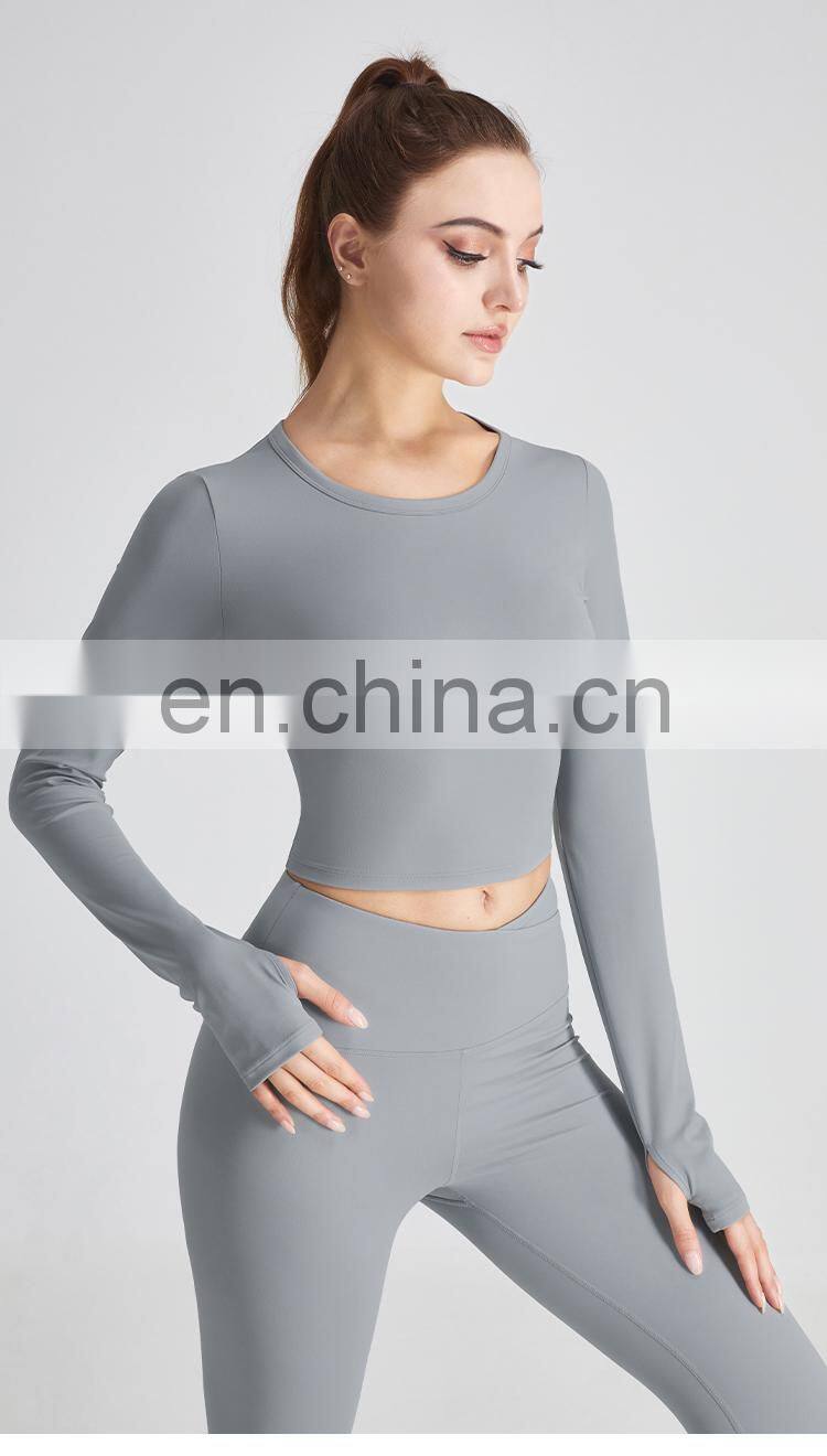 2021 New Slim Fit Yoga Tops Women Sport Running Gym t Shirt High Quality Long Sleeve t Shirt