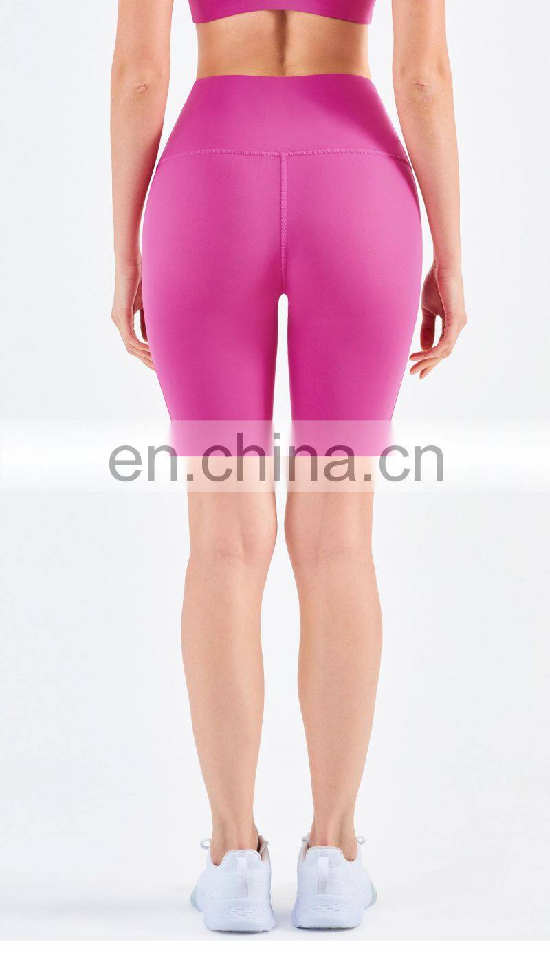 High Waisted Yoga Shorts For Women Without T Line Elastic Sport Fitness Biker Shorts