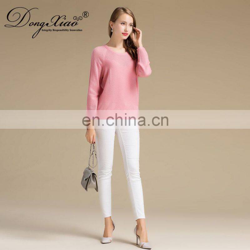 Cozy Crew Neck Woman Sweaters Long Sleeve Knitted 100% Cashmere Pullover Sweater