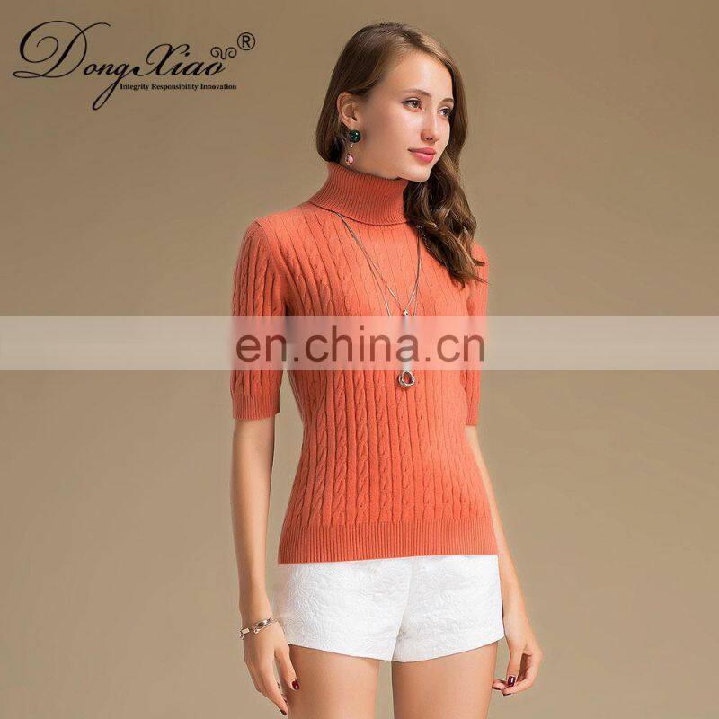 100% Cashmere Preppy Style Turtleneck Sweater Women Slim Fit Half Sleeves Solid Pattern Knitted Winter OEM Service Available