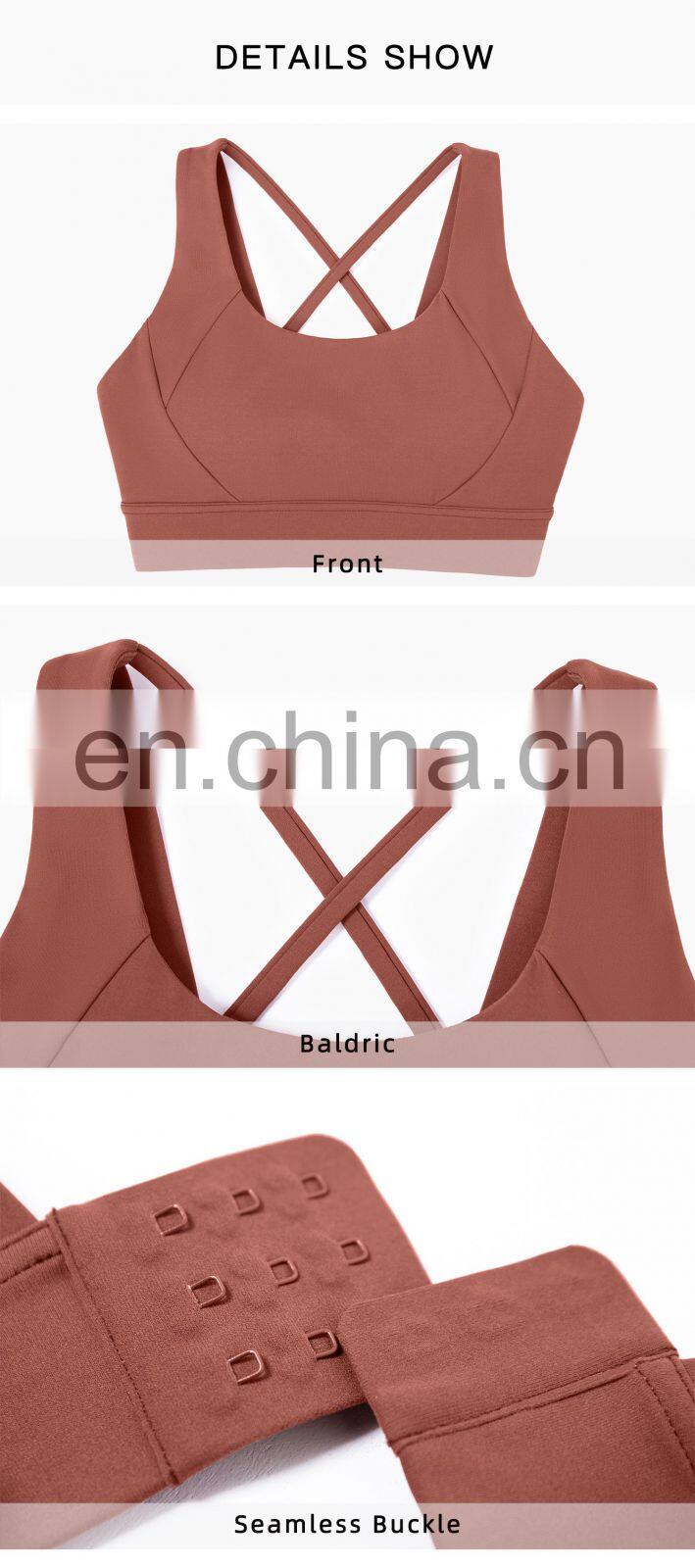 2022 Women Back Buckle Adjustable Sports Wholesale Bra Plus Size Sexy Gym Yoga Top