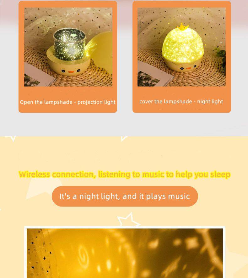 Crown Duck Projection Light LED Dazzling Music Atmosphere Light Romantic USB Rotary Remote Control Starry Night Light