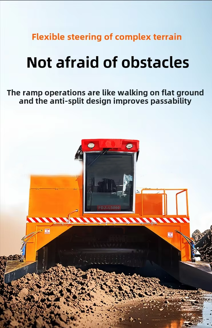 2400 Model Self-Propelled Strip Pile Composter Crawler Organic Fertilizer Fermentation Equipment for Sale