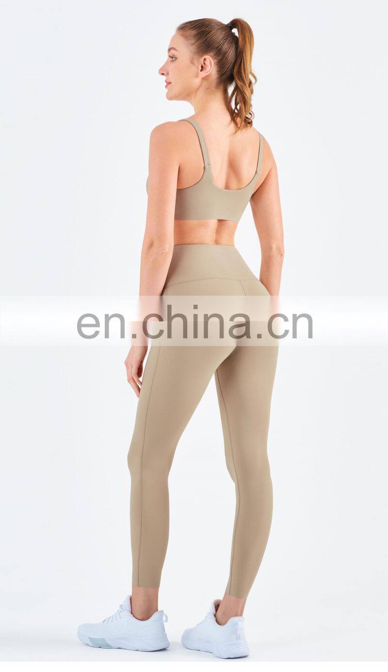 2023 Women's Sports Fitness Yoga Sets Invisible Elastic Hem Bra High Waist Legging Suits