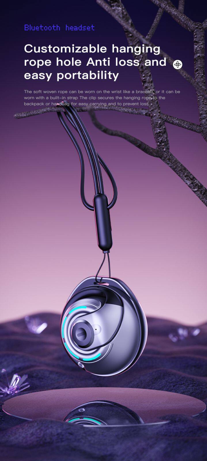 Bluetooth 5.3 waterproof IPX7 Earbuds earphones sport wireless earbuds with carabiner dust protection ear hook Ear clip