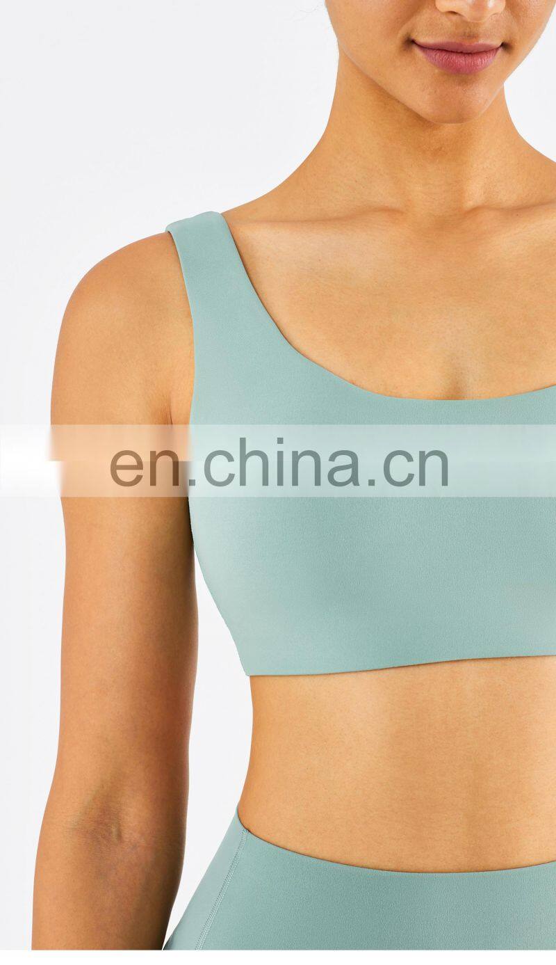 US Size High Stretch Yoga Bra Full Cover Fitness Sexy Woman Sports Bra Top Fitness Square Neck