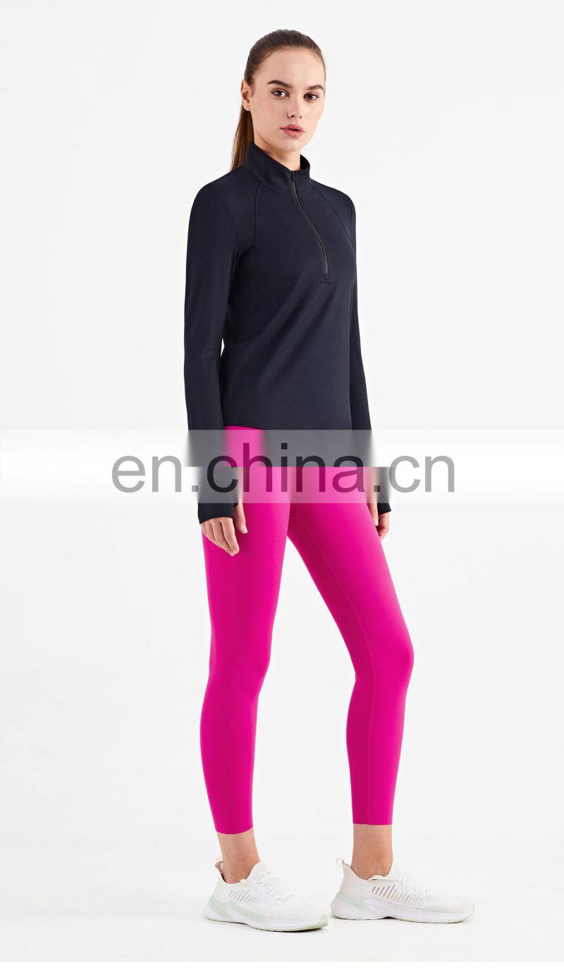 New Arrival Custom Two Piece Women Workout Sets Half Zipper Jacket High Waist Sports Legging
