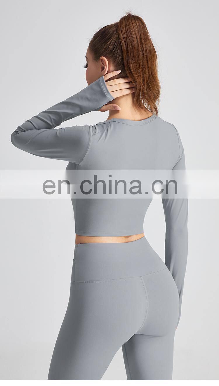 2021 New Slim Fit Yoga Tops Women Sport Running Gym t Shirt High Quality Long Sleeve t Shirt