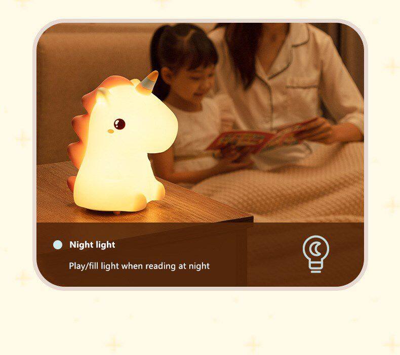 Creative Unicorn Nightlight Children Feeding Sleep Pat Light Bedroom Night Light