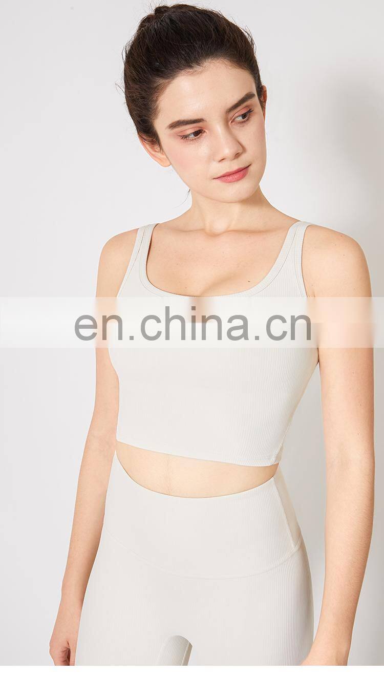 Eco Yoga Bra 2021 Ribbed Square Back Yoga Sports Bra Wear Gym Clothing Womens Fitness Top