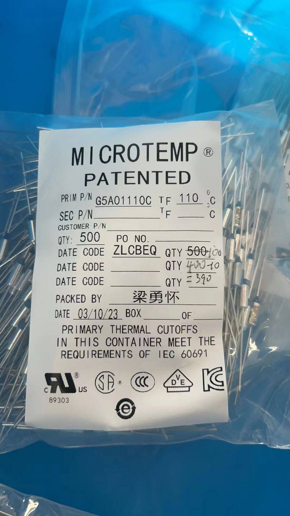 G5A01110C thermal fuses,Thermodisc,Sensience