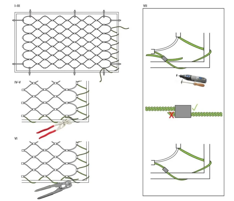 Stainless steel SS304/SS316 wire rope steel cable Zoo mesh Anti-Fall wire rope net Protection Net aviary netting mesh
