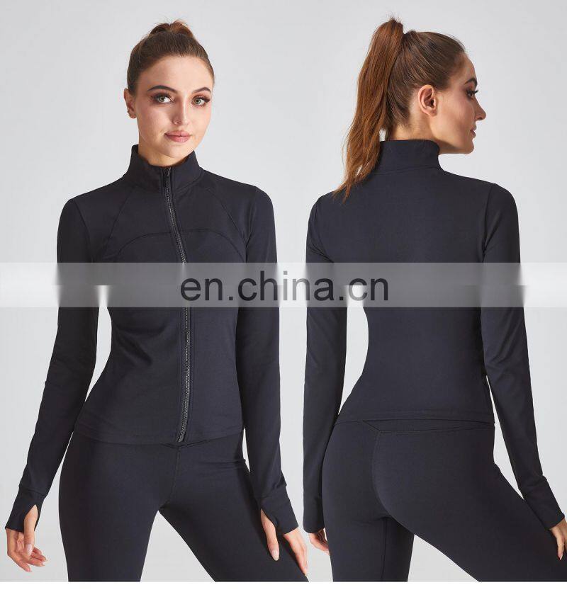 Christmas Women Thumb Holes Yoga Jackets Wholesale Gym Long Sleeve Slim Sport Wears