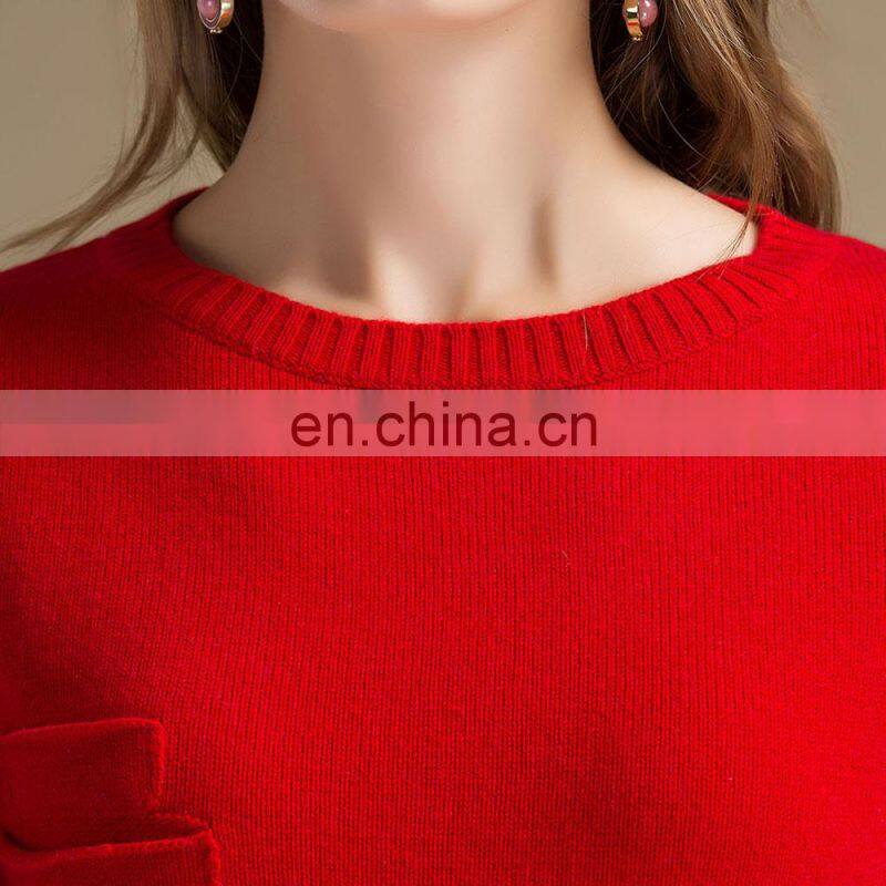 Lady's Thick Winter Crew Neck 7GG Cashmere Sweater Comfortable Women's Clothing