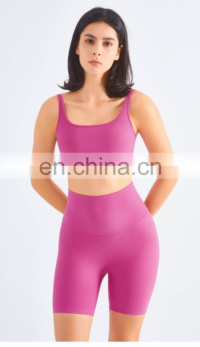Custom Rib Adjustable Buckle Sports Bras Backless Gym High Impact Yoga Top
