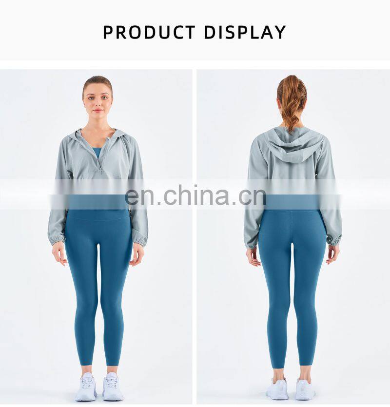 2022 Workout Outfits Yoga UV Protection Jacket Lycra Elastic Legging Gym Fitness Sets Women