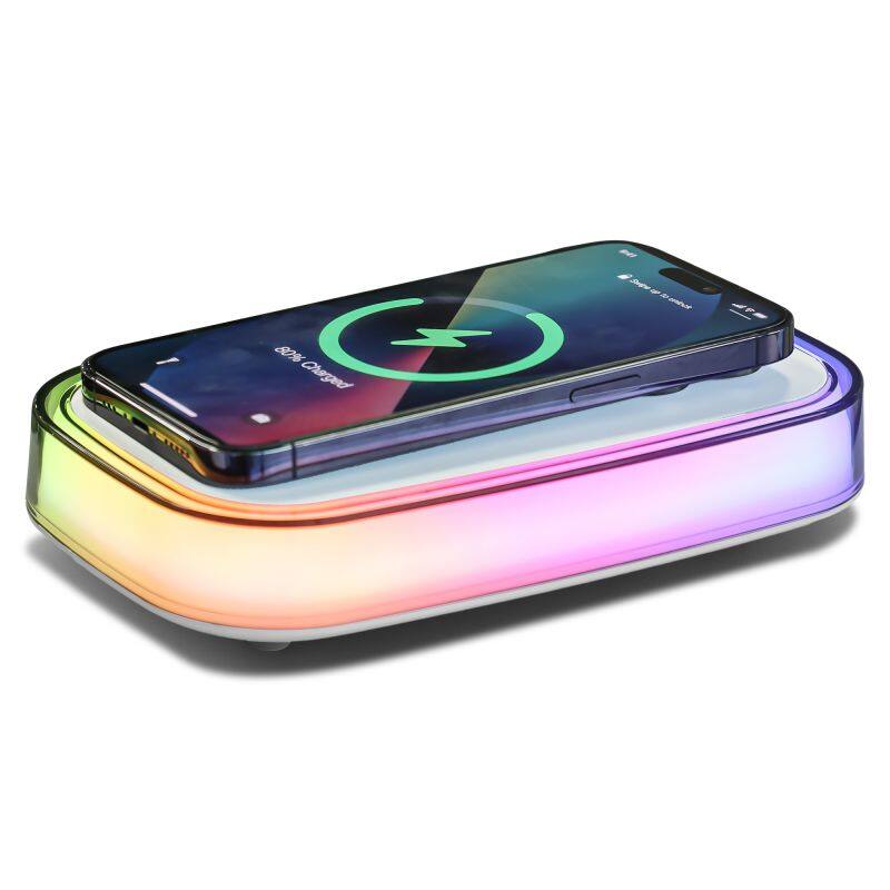 Portable RGB Wireless Smart Charger for iPhone 13/14/15 Watch Power Bank Mobile Phone Microphone with Light Colorful