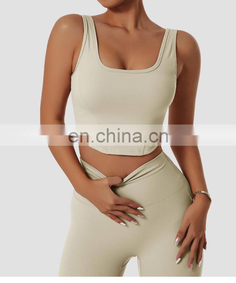 Factory Sales High Impact Sports Workout Bras Wide Straps Fitness Yoga Crop Tops